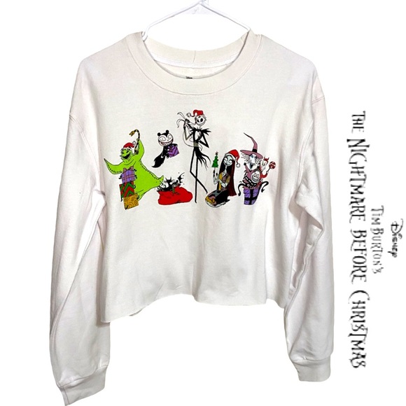 Disney Tops - DISNEY’S The Nightmare Before Christmas Cropped Christmas Sweatshirt Sz Large